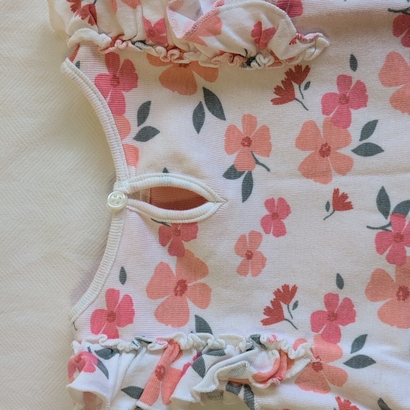 child of mine peach floral cotton bodysuit dress 6-9 months baby girl - Picture 7 of 8